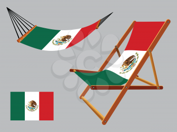united mexican states hammock and deck chair set against gray background, abstract vector art illustration