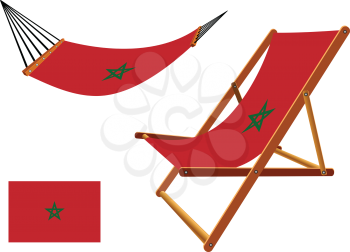 morocco hammock and deck chair set against white background, abstract vector art illustration
