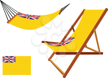 niue hammock and deck chair set against white background, abstract vector art illustration