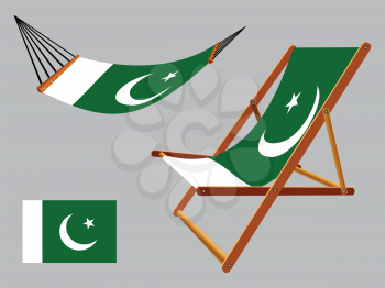 pakistan hammock and deck chair set against gray background, abstract vector art illustration