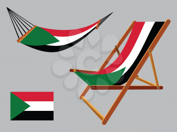 palestine hammock and deck chair set against gray background, abstract vector art illustration