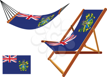 pitcairn islands hammock and deck chair set against white background, abstract vector art illustration