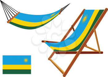 rwanda hammock and deck chair set against white background, abstract vector art illustration