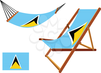 saint lucia hammock and deck chair set against white background, abstract vector art illustration
