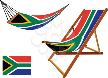 south africa hammock and deck chair set against white background, abstract vector art illustration