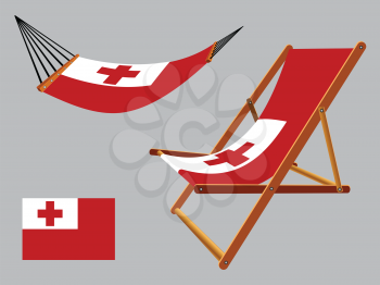 tonga hammock and deck chair set against gray background, abstract vector art illustration