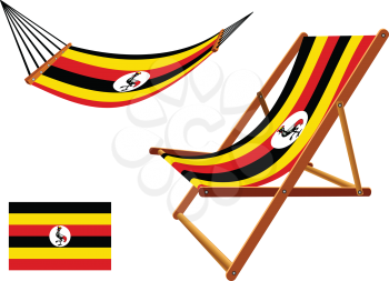 uganda hammock and deck chair set against white background, abstract vector art illustration
