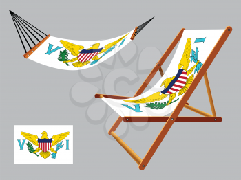 virgin islands hammock and deck chair set against gray background, abstract vector art illustration