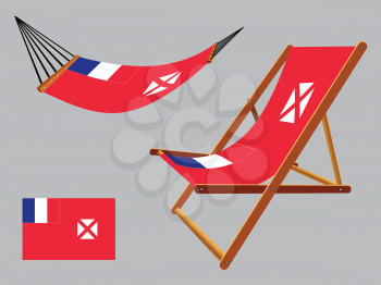 wallis and futuna hammock and deck chair set against gray background, abstract vector art illustration