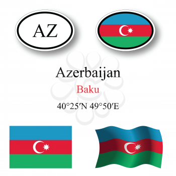 azerbaijan icons set against white background, abstract vector art illustration, image contains transparency