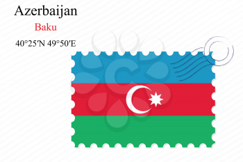 azerbaijan stamp design over stripy background, abstract vector art illustration, image contains transparency
