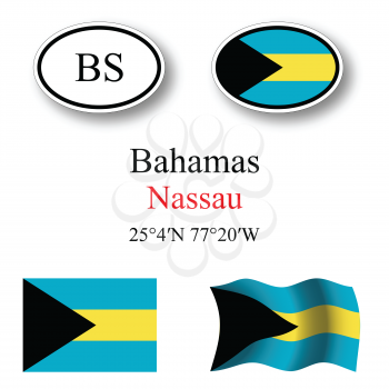 bahamas icons set against white background, abstract vector art illustration, image contains transparency