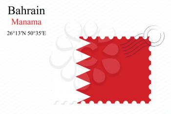bahrain stamp design over stripy background, abstract vector art illustration, image contains transparency