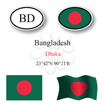 bangladesh icons set against white background, abstract vector art illustration, image contains transparency