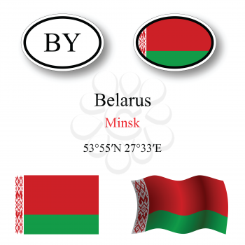 belarus icons set against white background, abstract vector art illustration, image contains transparency