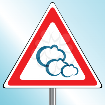 clouds traffic sign over blue background, abstract vector art illustration