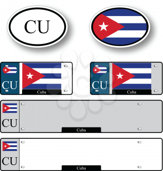 cuba auto set against white background, abstract vector art illustration, image contains transparency