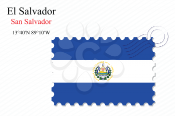 el salvador stamp design over stripy background, abstract vector art illustration, image contains transparency