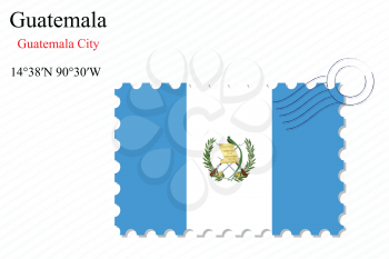guatemala stamp design over stripy background, abstract vector art illustration, image contains transparency