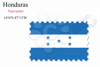 honduras stamp design over stripy background, abstract vector art illustration, image contains transparency