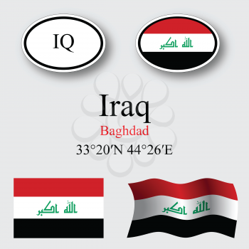 iraq icons set against gray background, abstract vector art illustration, image contains transparency