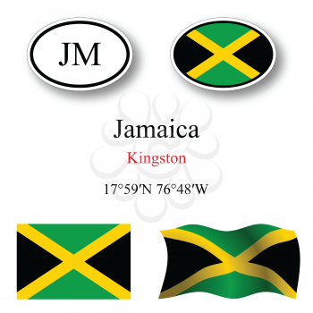 jamaica icons set against white background, abstract vector art illustration, image contains transparency