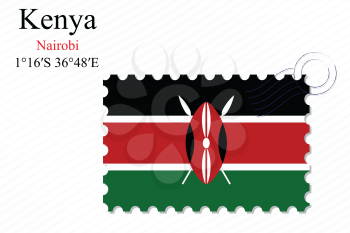 kenya stamp design over stripy background, abstract vector art illustration, image contains transparency