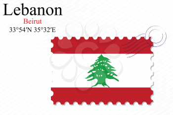 lebanon stamp design over stripy background, abstract vector art illustration, image contains transparency