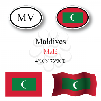 maldives icons set against white background, abstract vector art illustration, image contains transparency