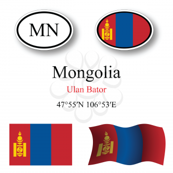 mongolia icons set against white background, abstract vector art illustration, image contains transparency
