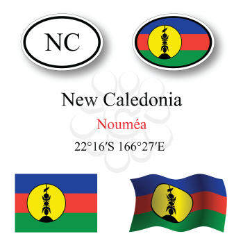 new caledonia icons set against white background, abstract vector art illustration, image contains transparency