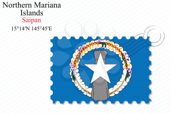 northern mariana islands stamp design over stripy background, abstract vector art illustration, image contains transparency