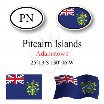 pitcairn islands icons set against white background, abstract vector art illustration, image contains transparency