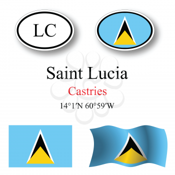 saint lucia icons set against white background, abstract vector art illustration, image contains transparency