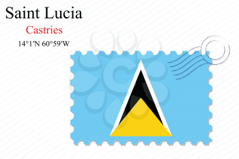 saint lucia stamp design over stripy background, abstract vector art illustration, image contains transparency