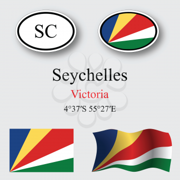 seychelles icons set against gray background, abstract vector art illustration, image contains transparency