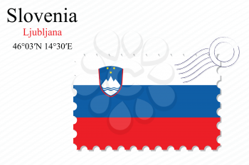 slovenia stamp design over stripy background, abstract vector art illustration, image contains transparency