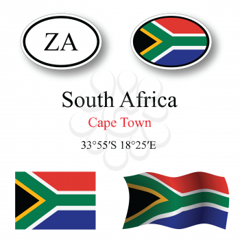 south africa icons set against white background, abstract vector art illustration, image contains transparency