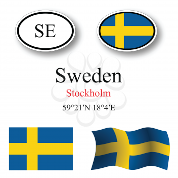 sweden set against white background, abstract vector art illustration, image contains transparency