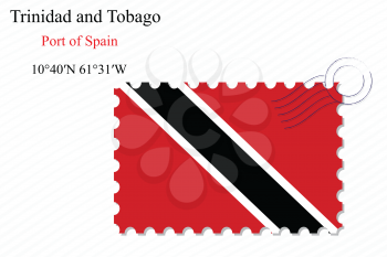 trinidad and tobago stamp design over stripy background, abstract vector art illustration, image contains transparency