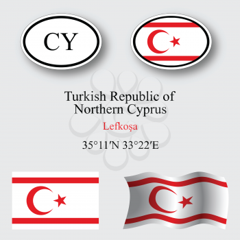 turkish republic of northern cyprus set against gray background, abstract vector art illustration, image contains transparency