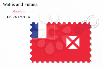 wallis and futuna stamp design over stripy background, abstract vector art illustration, image contains transparency