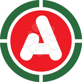 Royalty Free Clipart Image of an A in a Green Circle