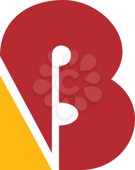 Royalty Free Clipart Image of a Red and Yellow B