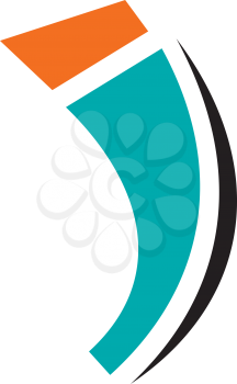 Royalty Free Clipart Image of a Curved I in Orange and Turquoise