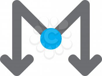 Royalty Free Clipart Image of an M Arrow With a Blue Dot