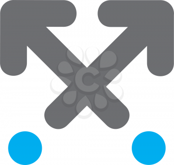 Royalty Free Clipart Image of Crossed Arrows and Two Blue Dots