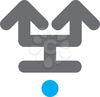 Royalty Free Clipart Image of Two Arrows Pointing Up With a Blue Dot at the Bottom