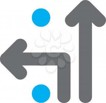 Royalty Free Clipart Image of Two Arrows and Two Dots