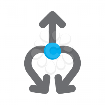 Royalty Free Clipart Image of Three Arrows With a Blue Dot